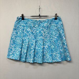 Lilly Pulitzer Luxletic Pleated Skort Skirt Size 12 Blue Floral C043 -10